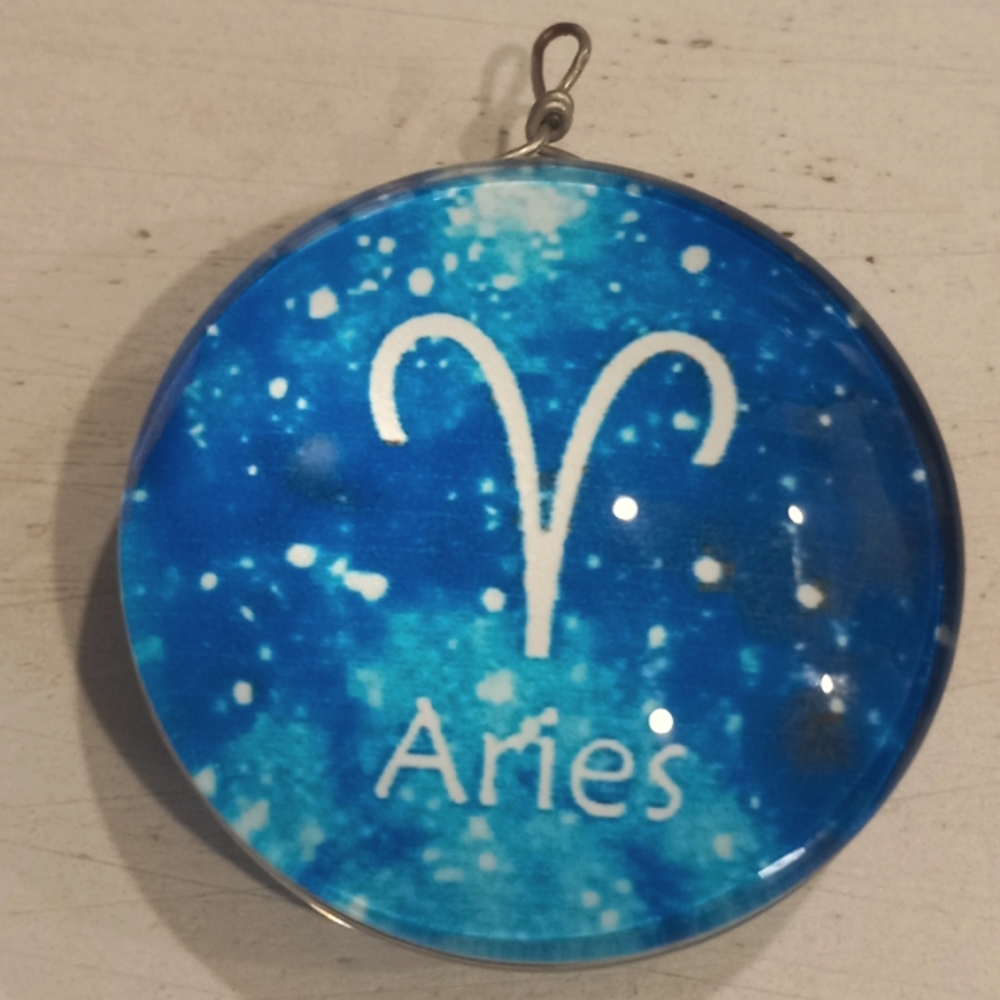 Aries astrological pendant for necklace vibrant blue